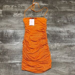 Hello Molly Orange Bodycon Mini Dress Size 4 NWT